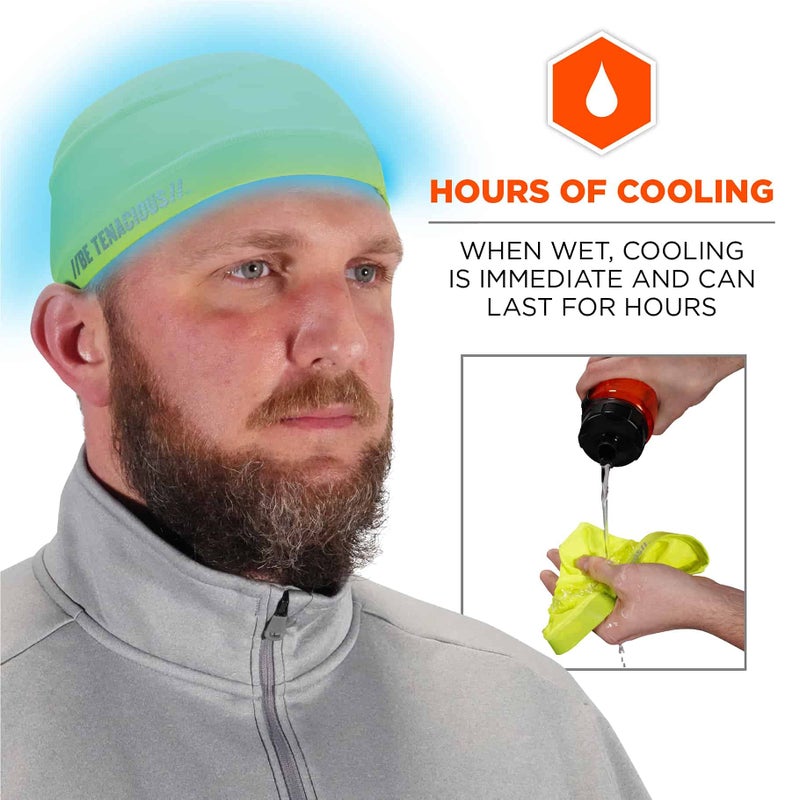 Ergodyne Mens Cooling Skull Cap Tools, Lime - Image 3